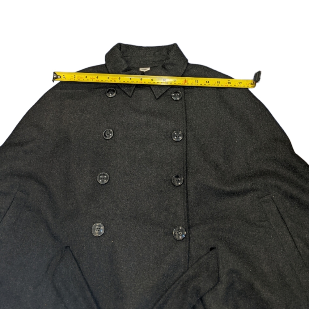 New Jockey Charcoal Wool Blend Double Breasted Light Winter Cape Coat Size S/M/L - Picture 6 of 12